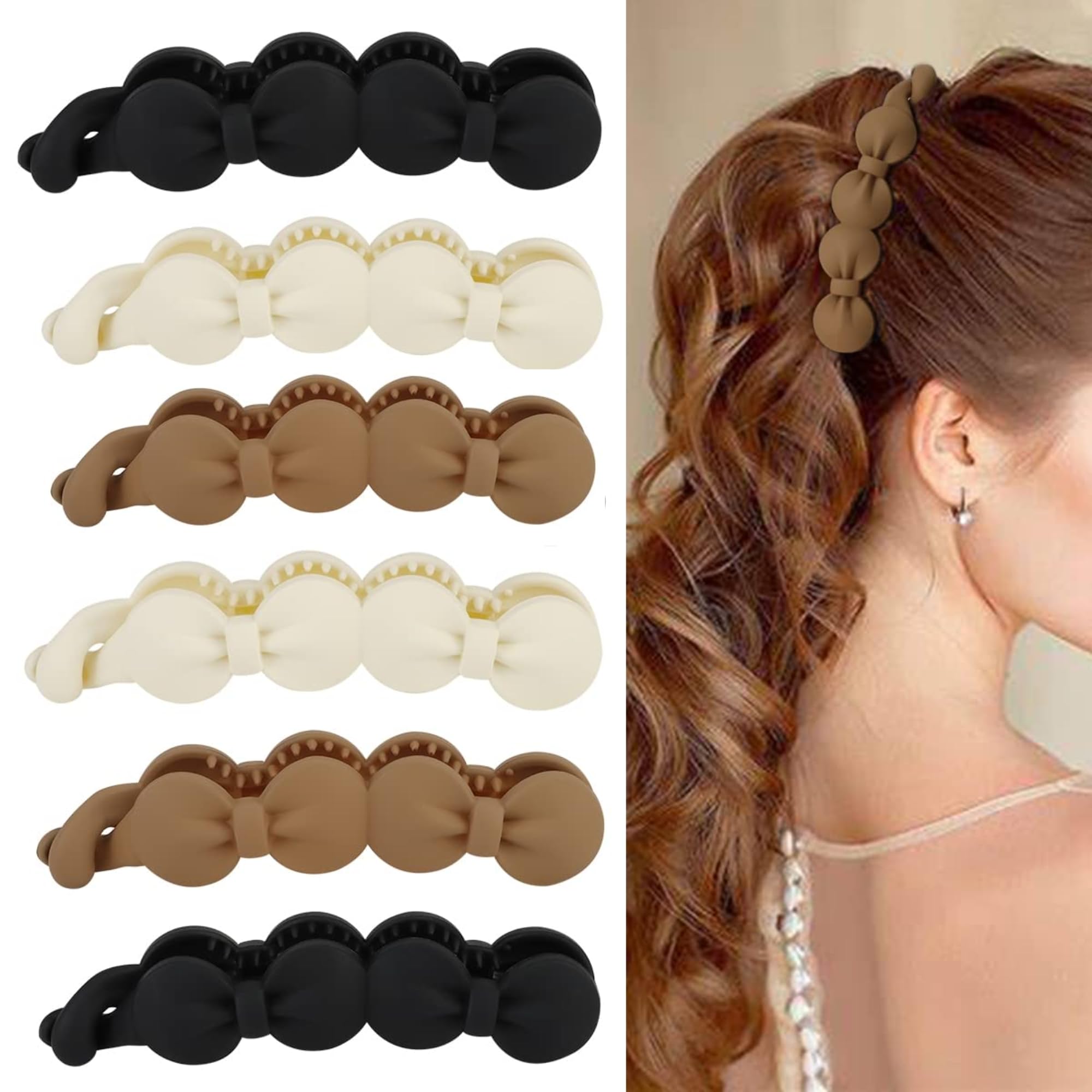 VORSET 4 Pcs Hair Clips Bow Oval Banana Clips for Medium Thin Hair, 4.1 Inch Matte Strong Hold Half Ponytail Bun Holder, Hair Jaw Clips Barrettes Styling Accessories for Women Girls-image-48