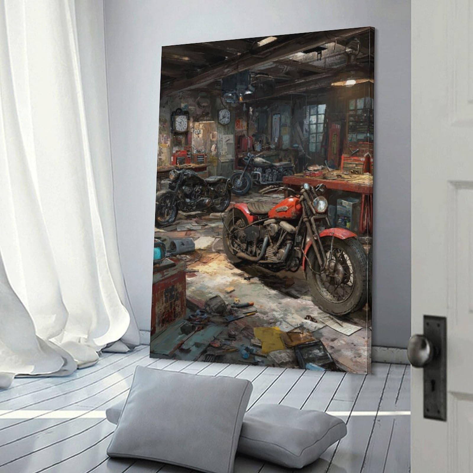 SHUNXIFQ Taller de motocicletas Lienzo Pintura Abstracta Fondo Impreso En Lienzo Cuadros Decoración Salón - Cuadros Lienzos Decorativos - Cuadros Modernos 20x30inch(50x75cm)
