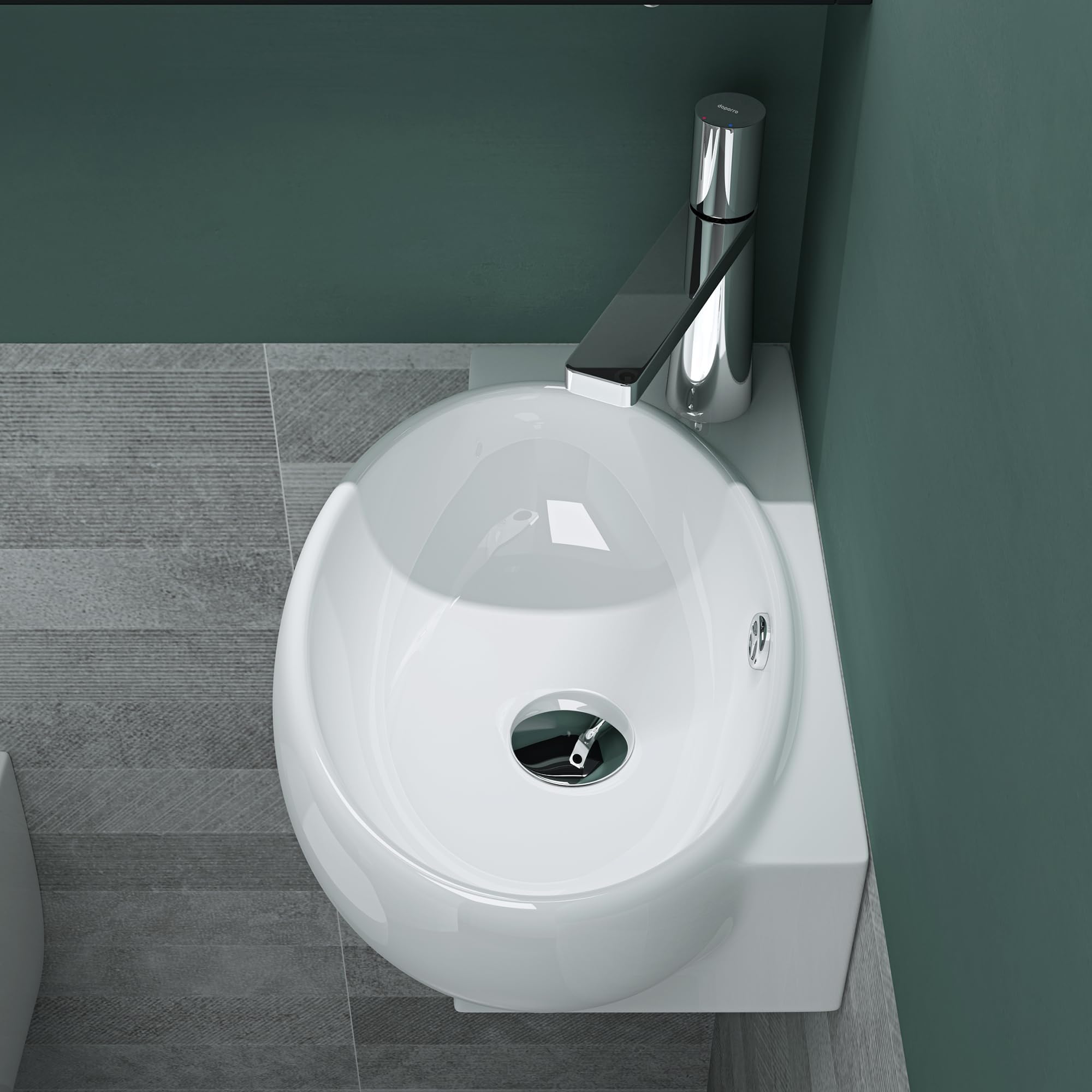 Mai & Mai Petit Lavabo Suspendu Blanc Vasque en Céramique Lave Mains WC Salle de Bain BR001R