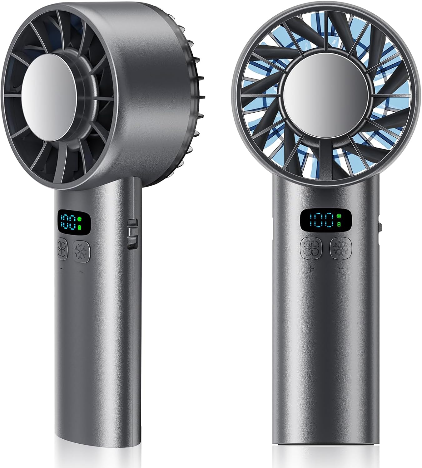 Hurricane Ice Handheld Fan, 100 Gear Hurricane Wind, ANC Silent Motor, USB Rechargeable Desk Fan, Digital Display, Hand Fan For Travel Office Outdoor Men Black