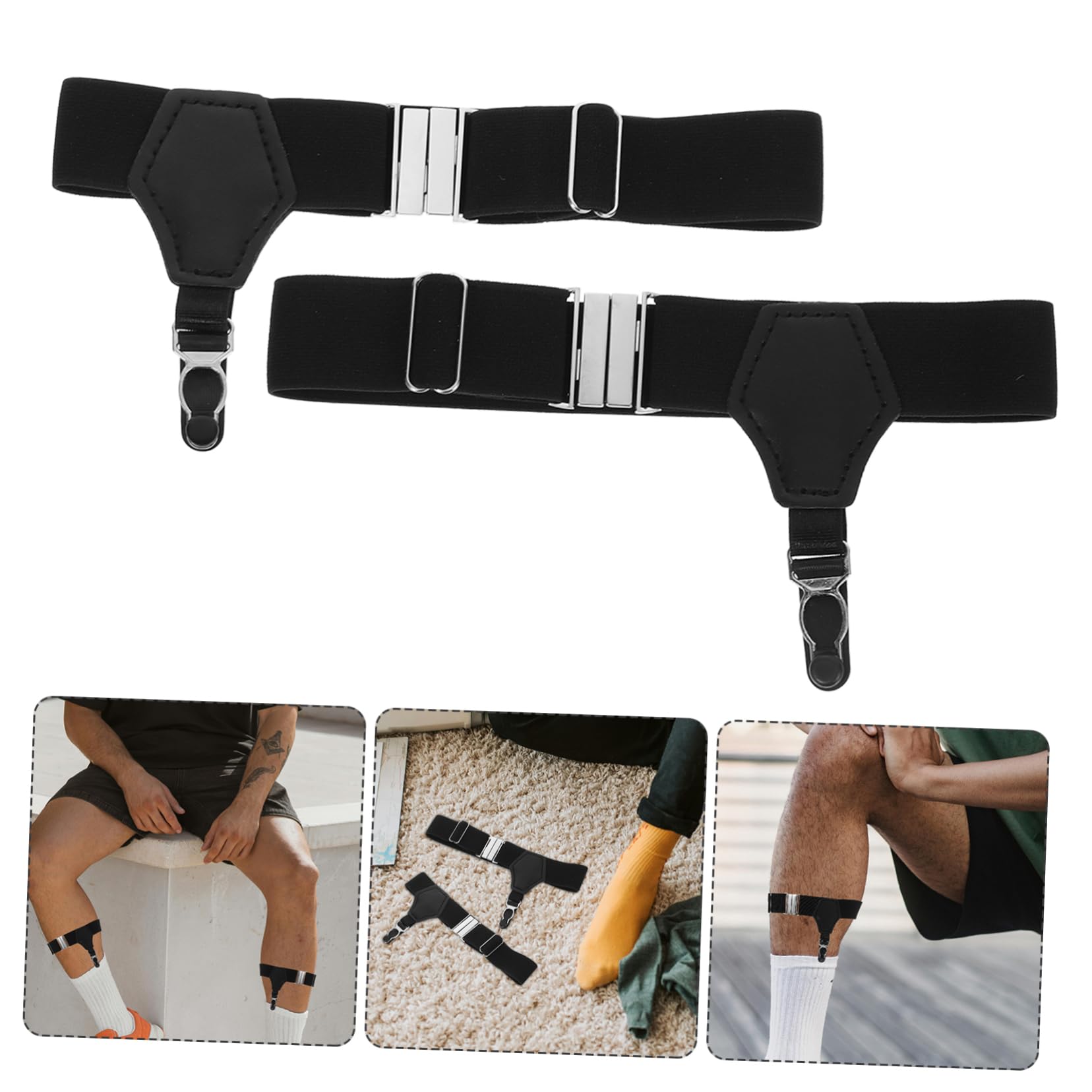 BESPORTBLE Pair Guys Elastic Garters for Men Sock Suspenders Men Sock Suspenders Brace Braces Adjustable Black