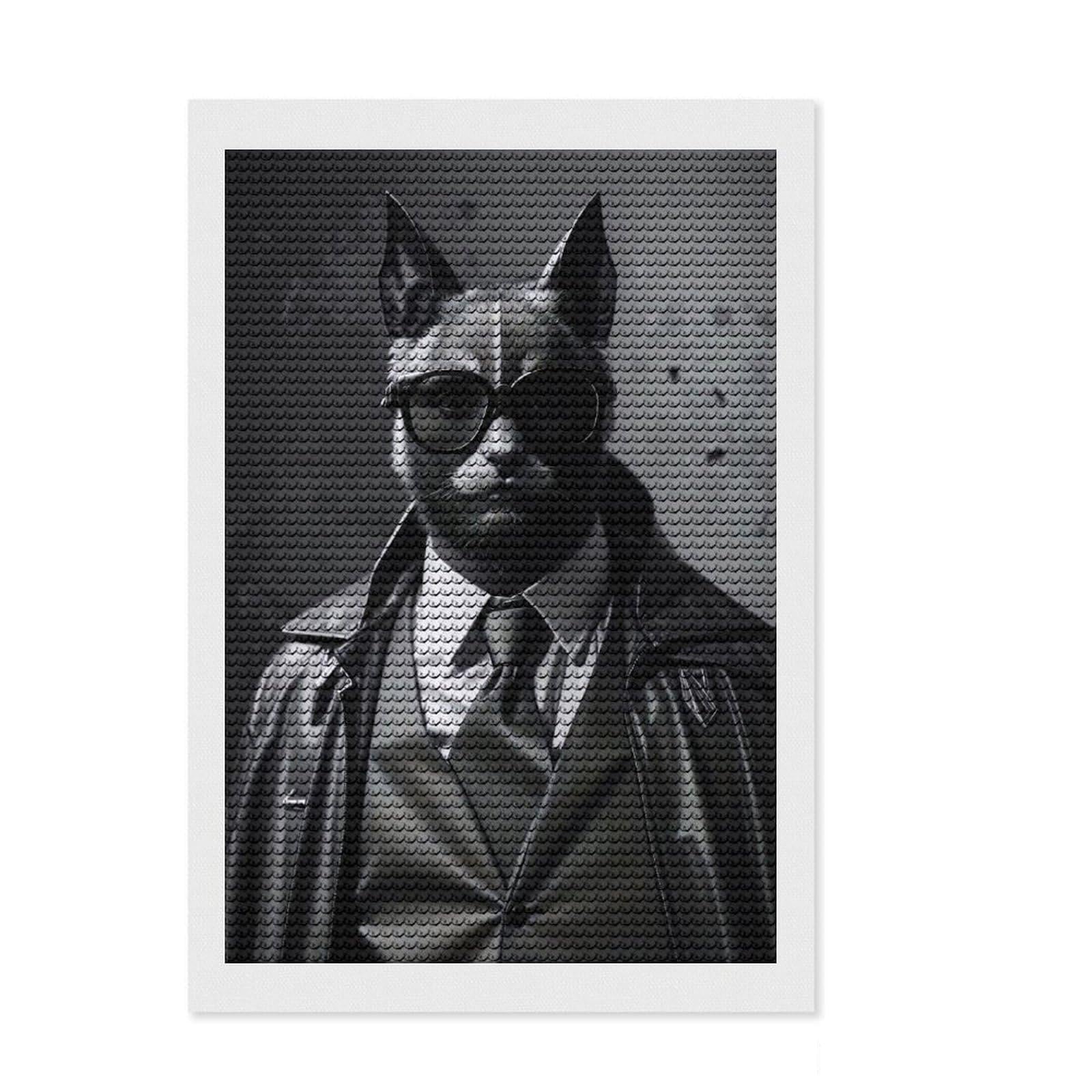 Junmoney Detective Bat Funny Diamond Art Kit 8"x12", Satisfying Creative Project, Creative Leisure Activity, Cosy Home Accent, Christmas Gift