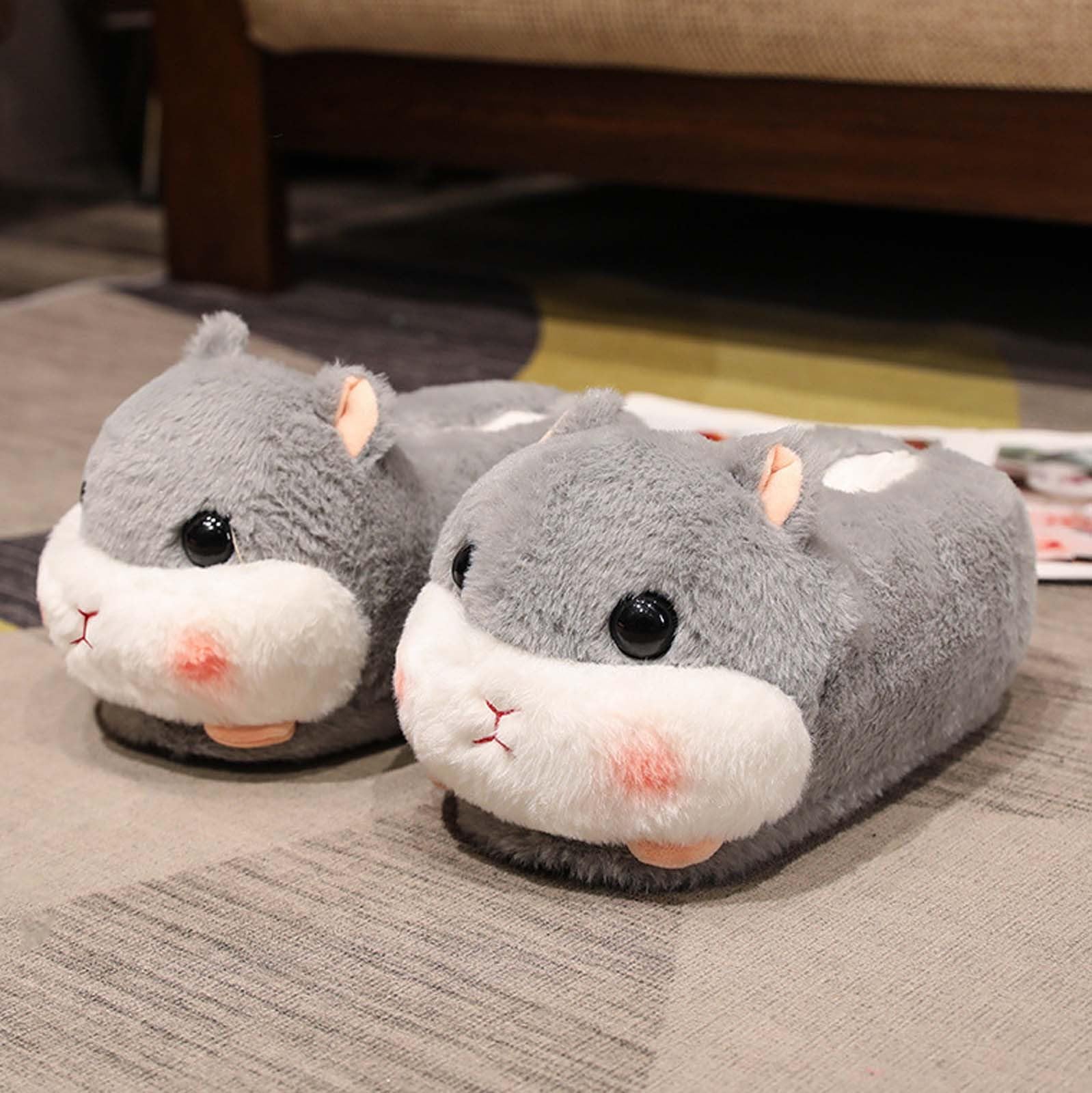 Pantuflas para mujer, diseño de animales de dibujos animados con tacones acolchados, para invierno, cálidas, para interiores