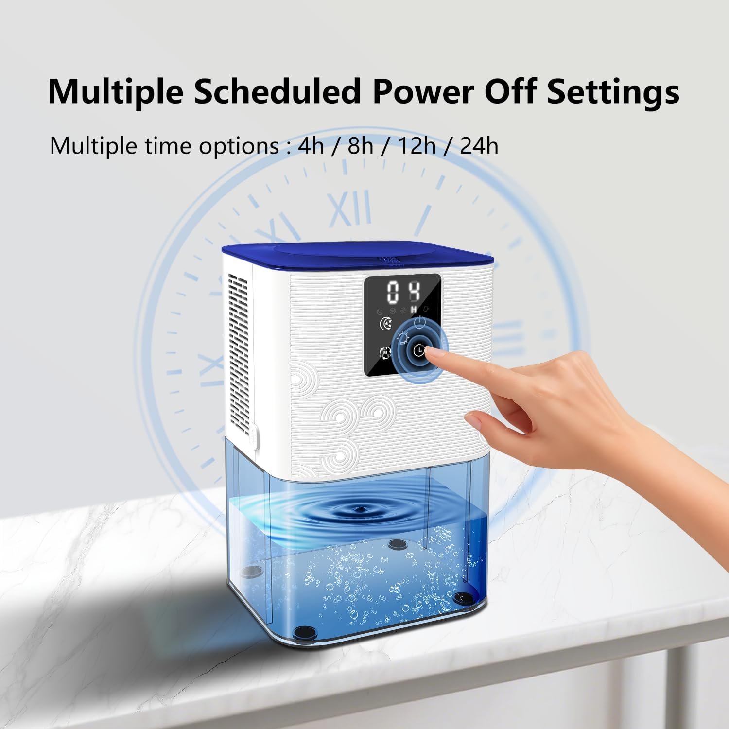 Dehumidifier,MTOX 3L/105 oz (1000 Sq Ft) Small Dehumidifiers for Rooms, Bathroom, RV, Quiet with Auto Shut-Off, Timer, 3 Modes, Removable Filter & Aromatherapy Box, 7-Color LED (Blue & White)