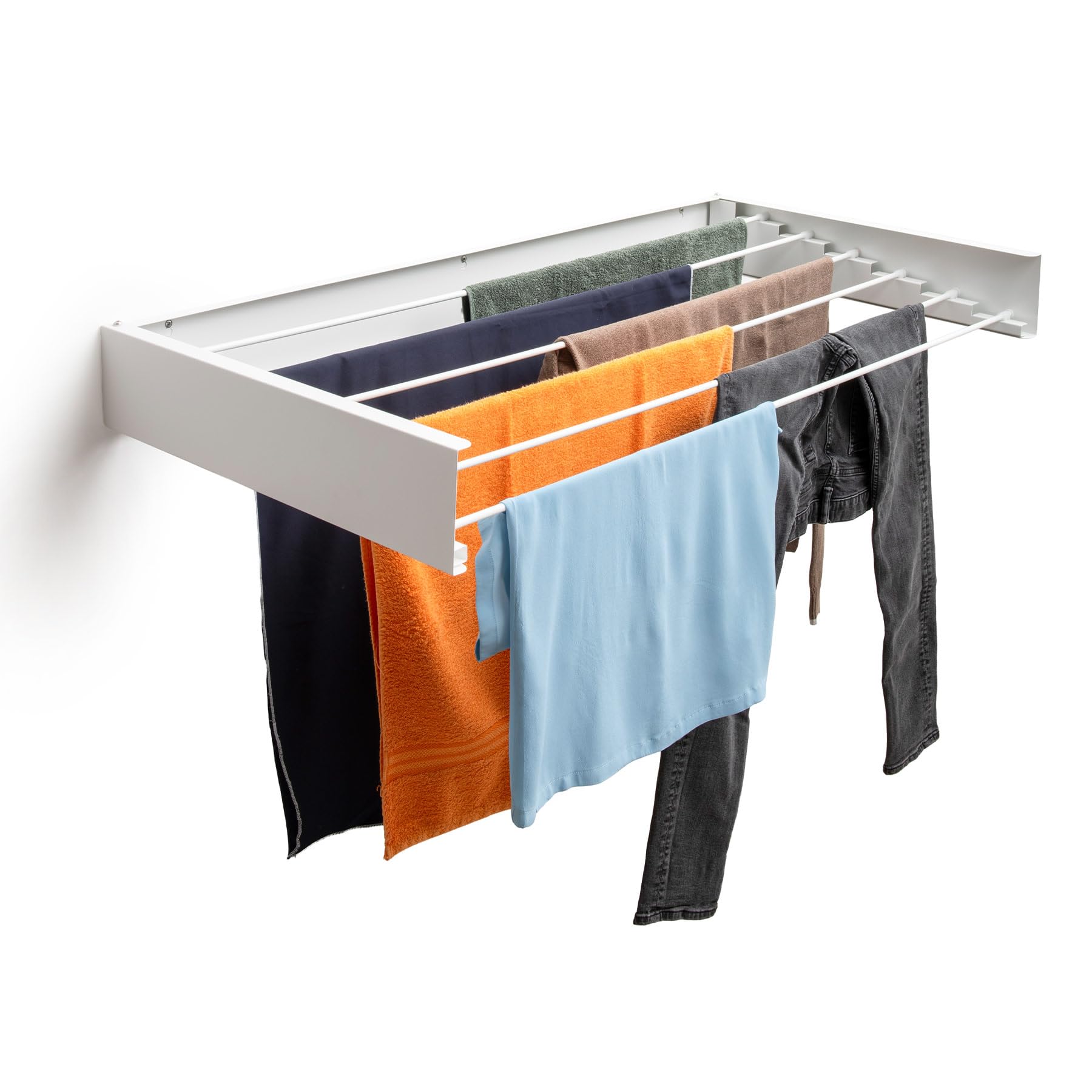 foxydry Hide - Tendedero de pared, para balcón, exterior, interior, plegable, color blanco (edición limitada), 121 cm