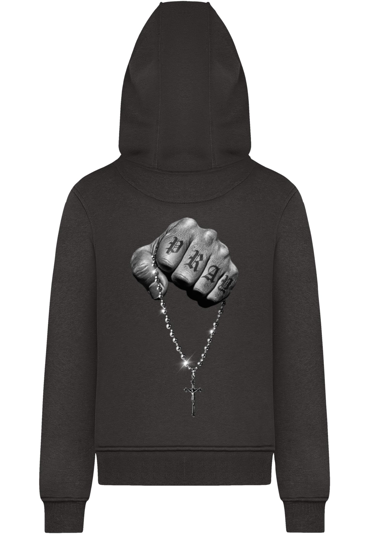 Mister Tee Męska bluza z kapturem Faith Meets Strength Hoody – bluza z kapturem z haftem "Pray" z przodu i dużym nadrukiem na plecach, mieszanka bawełny, regularny krój, Streetwear & Urban Style