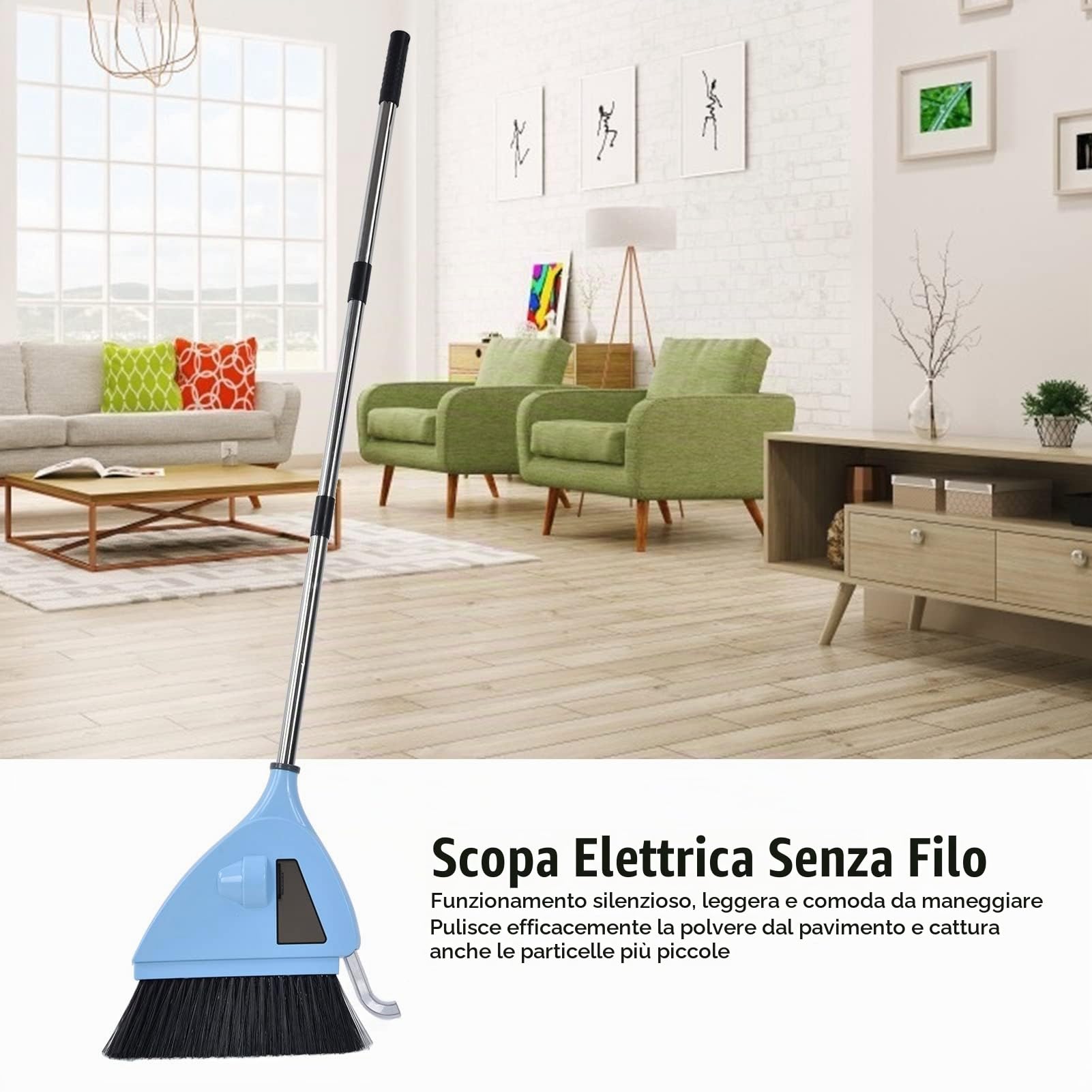 KIMISS Spazzatrice e Aspirapolvere ABS 2 in 1 Ricarica USB Senza Fili per Domestica