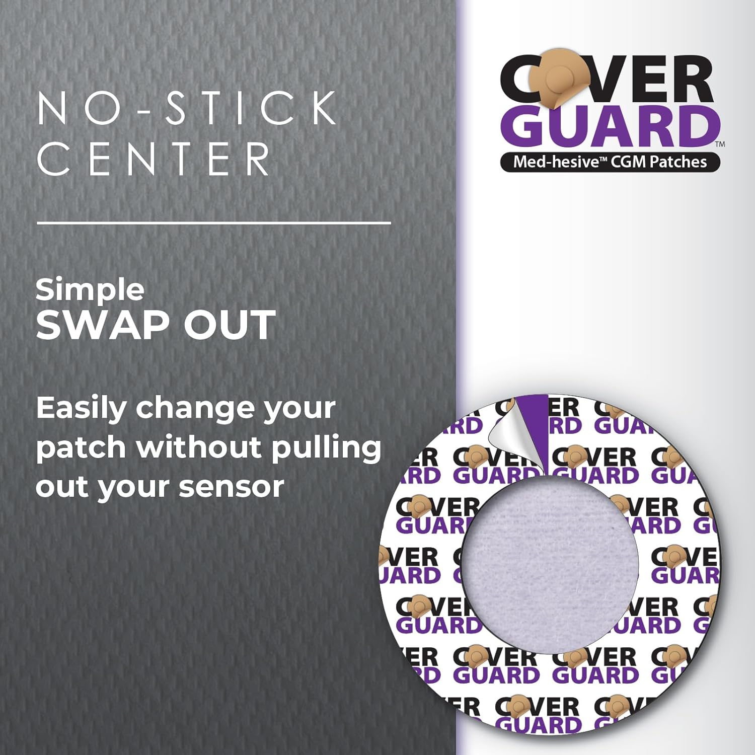 CGM Overpatch | Guardian 4 | Purple Full Coverage Design| 25-Count | Waterproof Adhesive | Anti-Fray | Easy Application & Removal | Made in USA | Sensor Protection