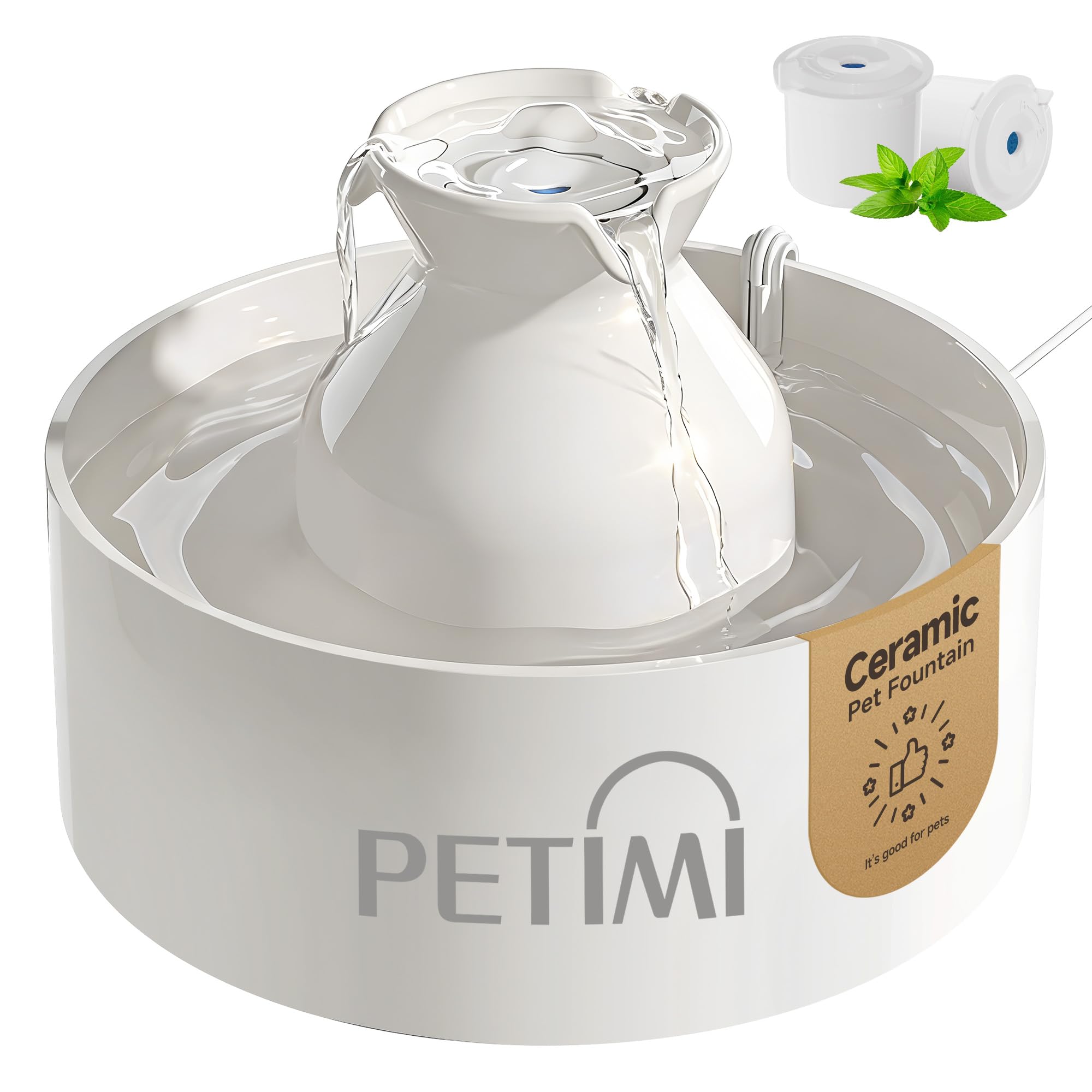 PETIMI Ceramic Cat Fountain