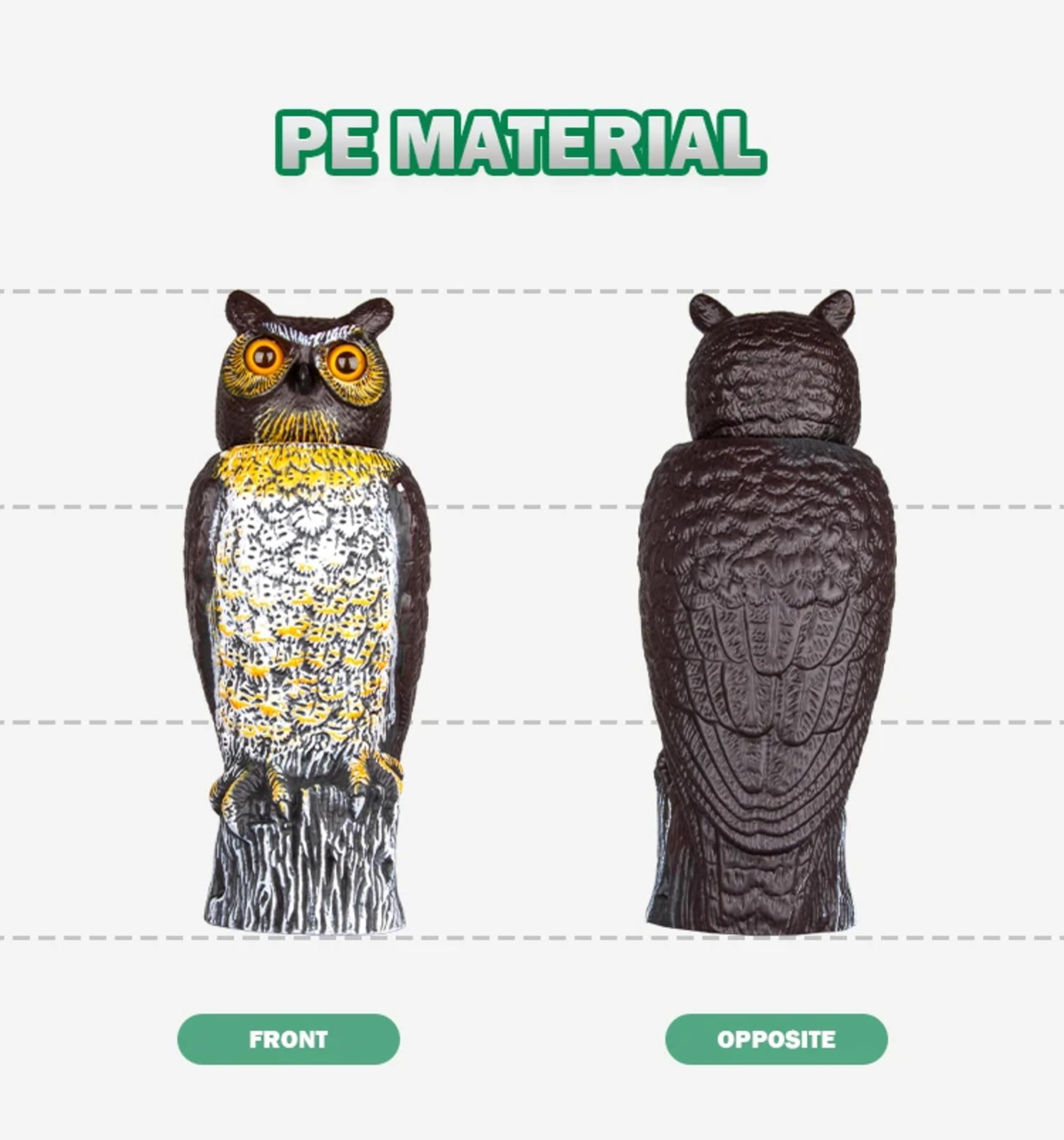 Spaventatore a Forma di Gufo,Spaventapasseri gufo con testa girevole 360° | statue di plastica nemico della natura, repellente per parassiti, controllo degli uccelli e deterrente per piccioni