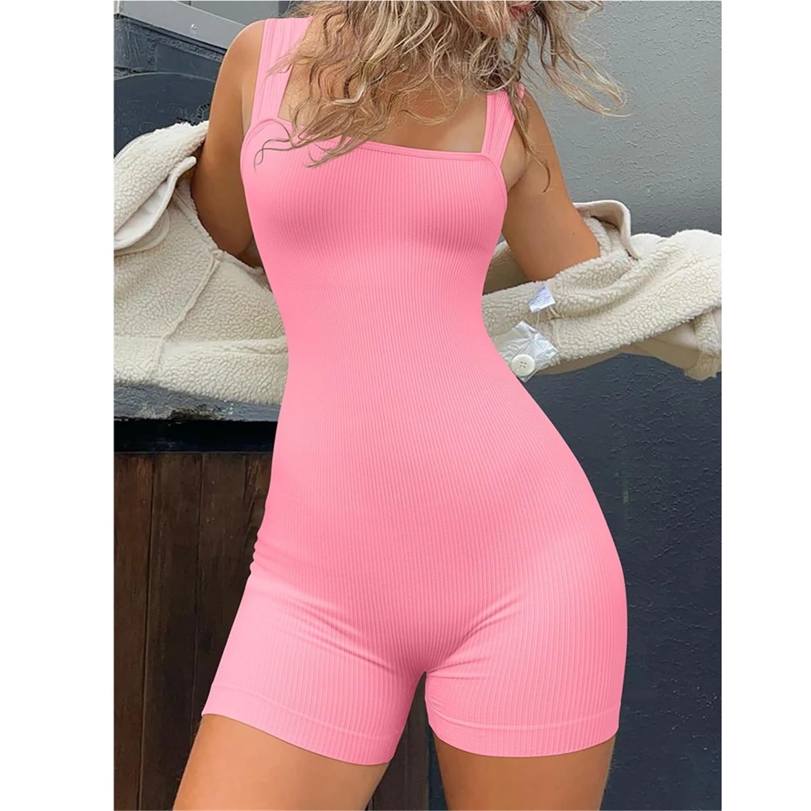 Mono de Yoga Mujer Body de Yoga for mujer, sin espalda, mangas, ceñido al cuerpo, ropa calle, mono una pieza for Fitness, monos transpirables secado rápido