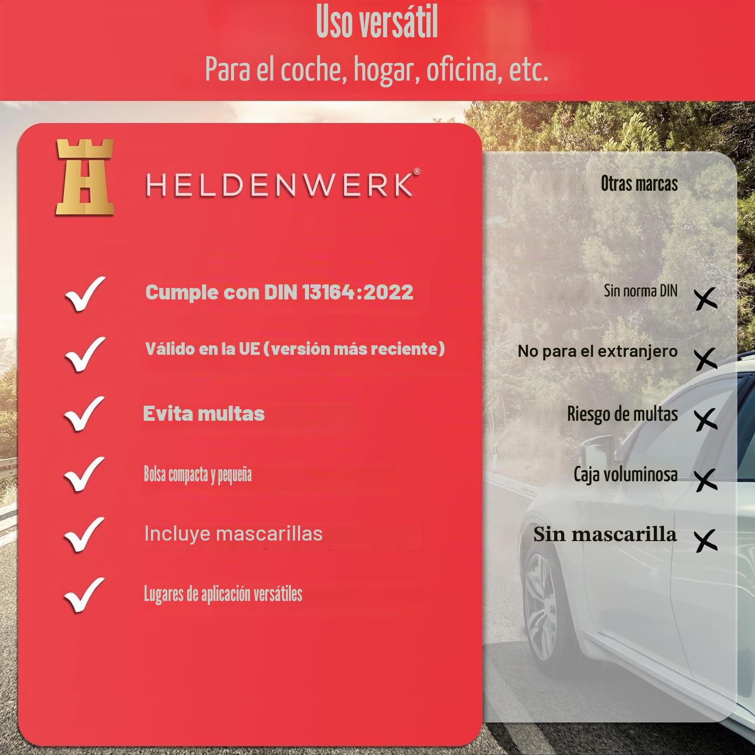 HELDENWERK Botiquín primeros auxilios coche DIN 13164:2022
