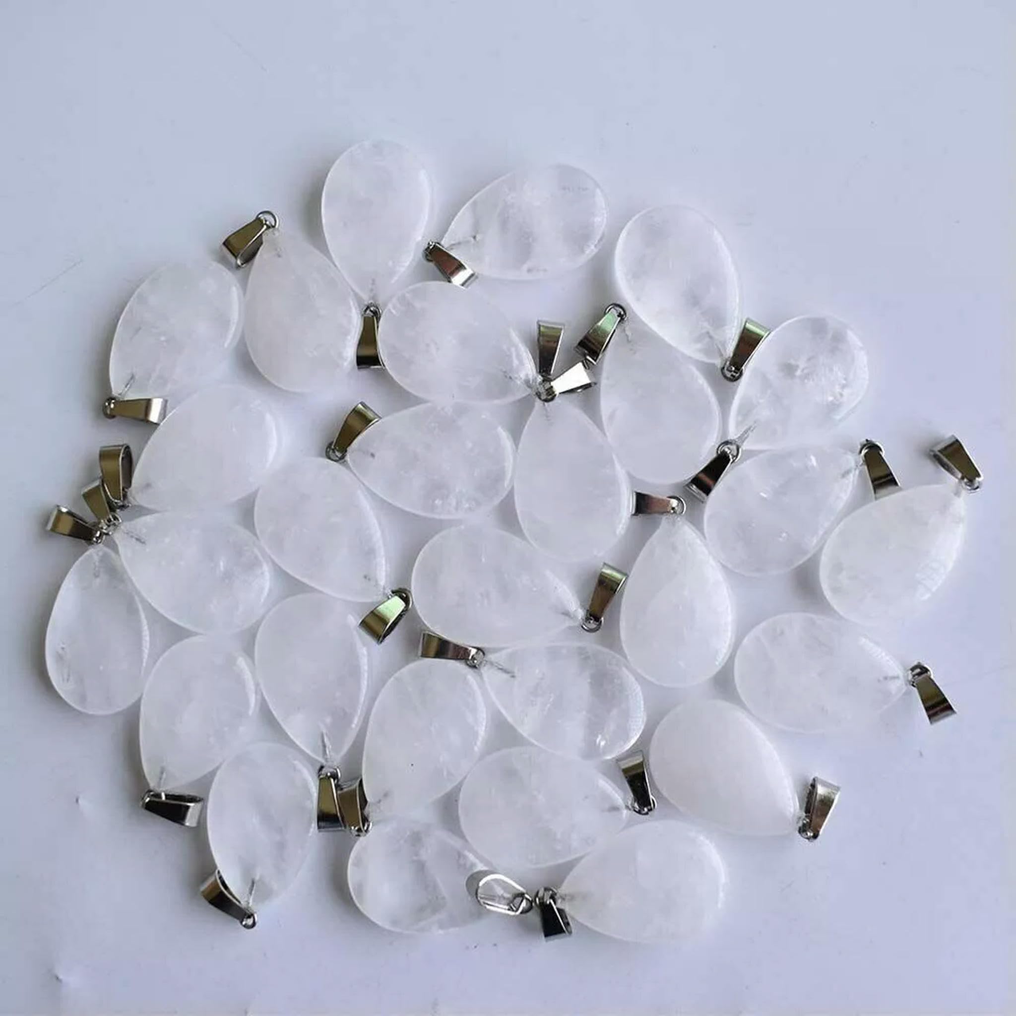 Pierre de quartz clair naturel goutte d'eau 24x16mm lot pendentif perle pour fabrication bijoux DIY