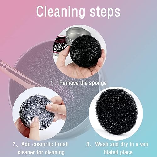 Miniatura 5 de 2 Pack Dry Makeup Brush Cleaner Sponge, Instantly Remove Eyeshadow Color from Brushes - No Water Needed, Quick Switch Color Tool for Daily Makeup
