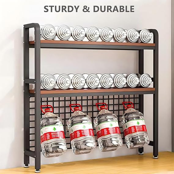 NUODWELL 2 Tier Computer Desktop Bookcase, Metal Display Rack