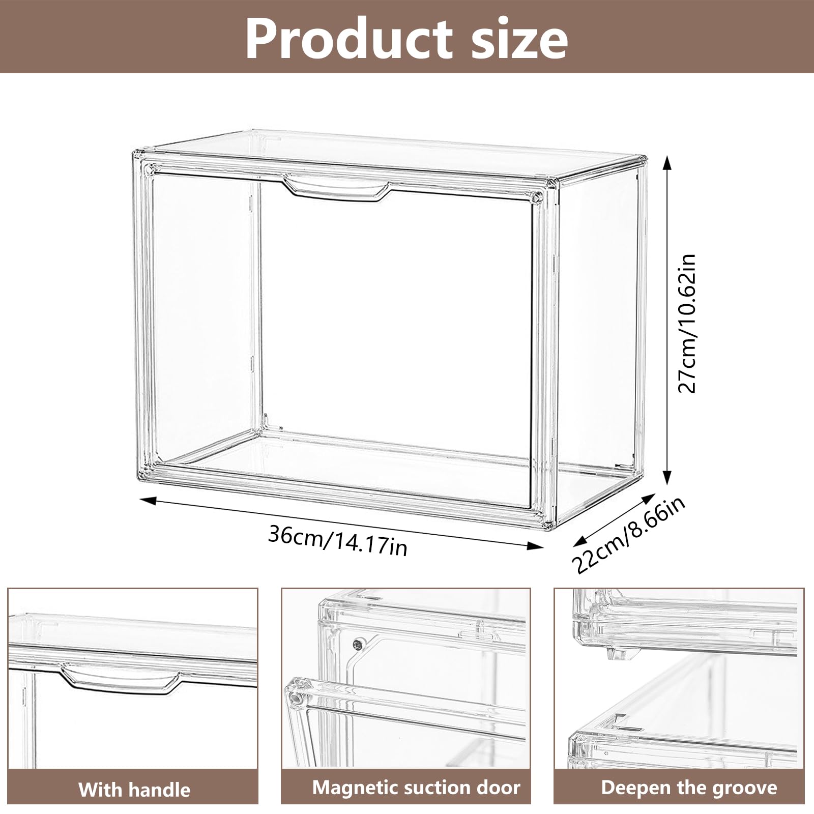 Vitrine pour Collection - Vitrine Exposition Figurine - Boite Transparent pour Figurines, Voitures Miniatures, Maquettes - Vitrine Acrylique Transparente - 36x27x23cm