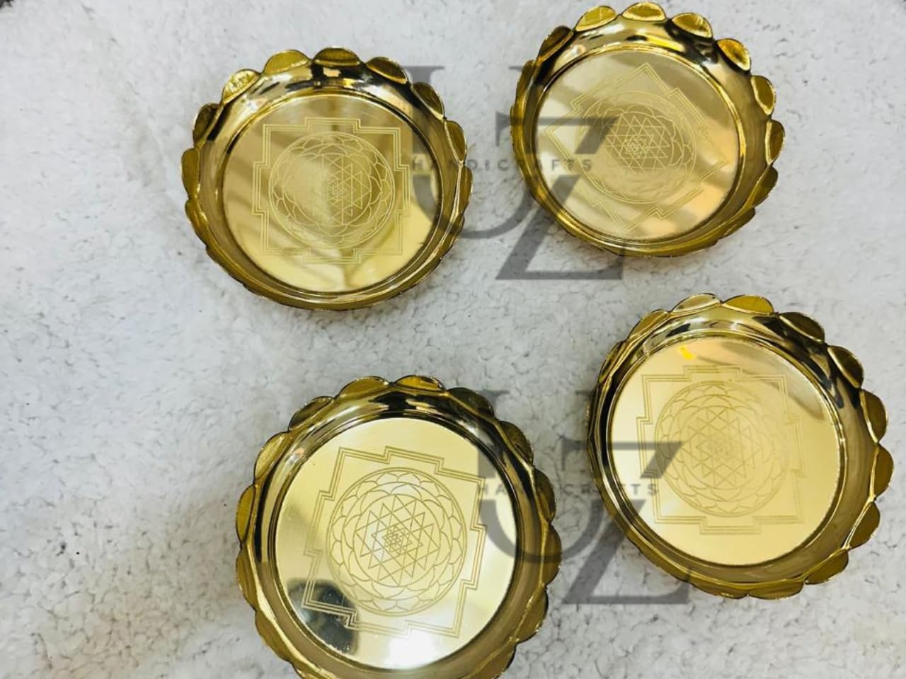 Set of 4 Brass Lotus Plates 4 Inch | Decorative Brass Urli Bowls with Sri Yantra Engraving, Diwali Decoration, Floating Flowers & Tealight Holder-image-42