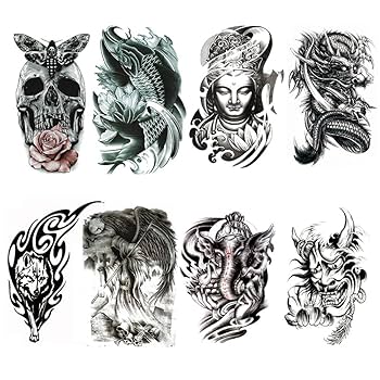 Amazon.co.jp: Yesallwas タトゥーシール リアル 大判 和彫り 8