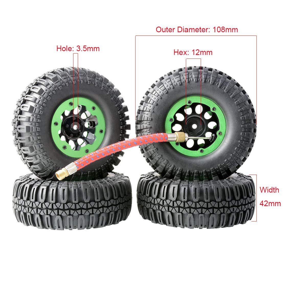 Amazon | LAFEINA 108mm RCクローラータイヤとホイールセット 1/10