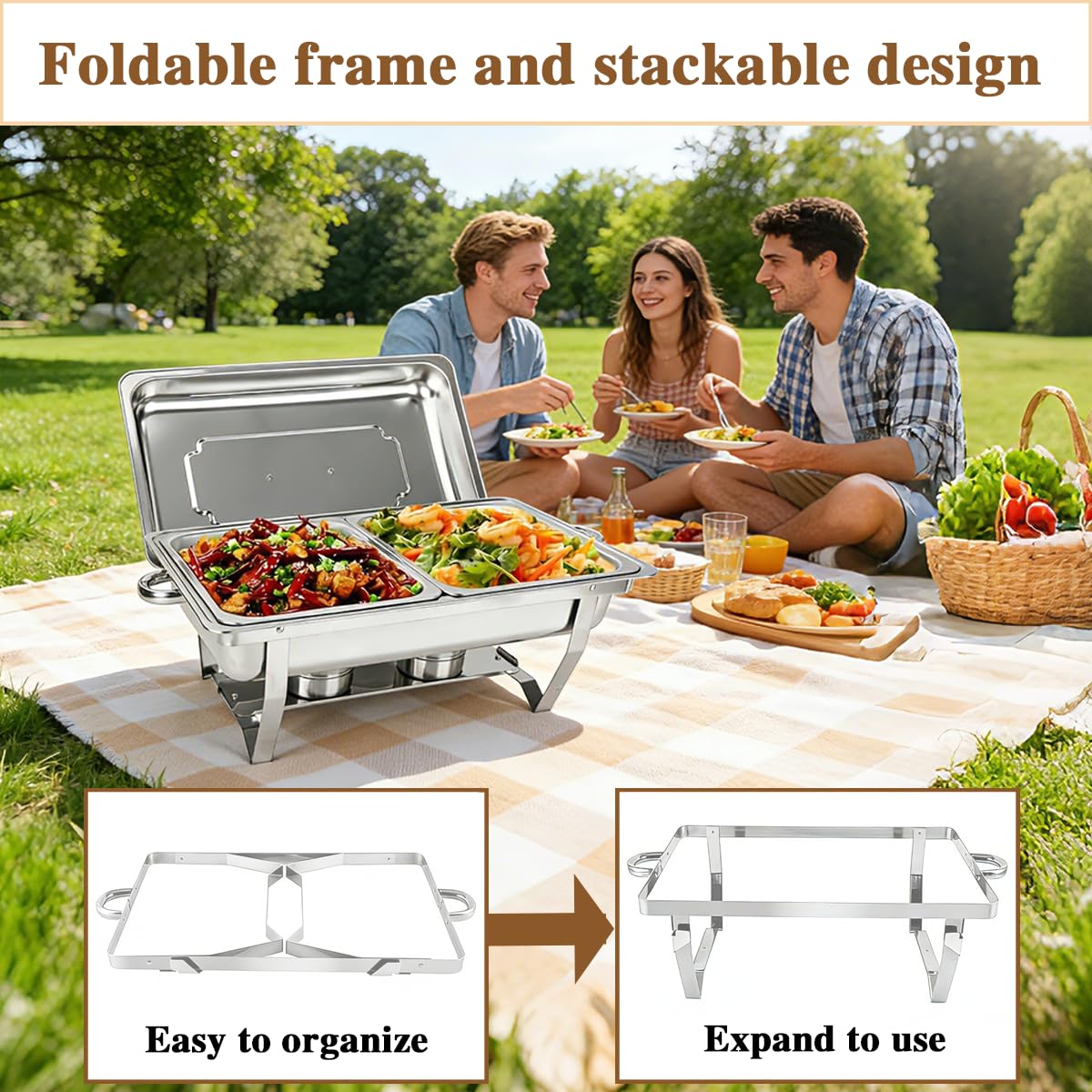 2pcs 9 Liter-Chafing Dish Buffet Set,Edelstahl BuffetwäRmer Set,Rechteckiger SpeisenwäRmer Mit Zange,Geeignet FüR Partys,Catering Services,Hochzeiten,Picknicks Und Andere Veranstaltungen.