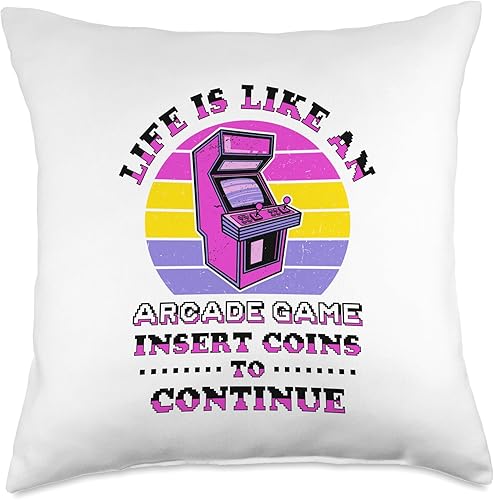 Retro Gaming Gifts Video Player Retro Gamer Classic 80s Arcade Game - Almohada de 18 x 18 pulgadas, multicolor