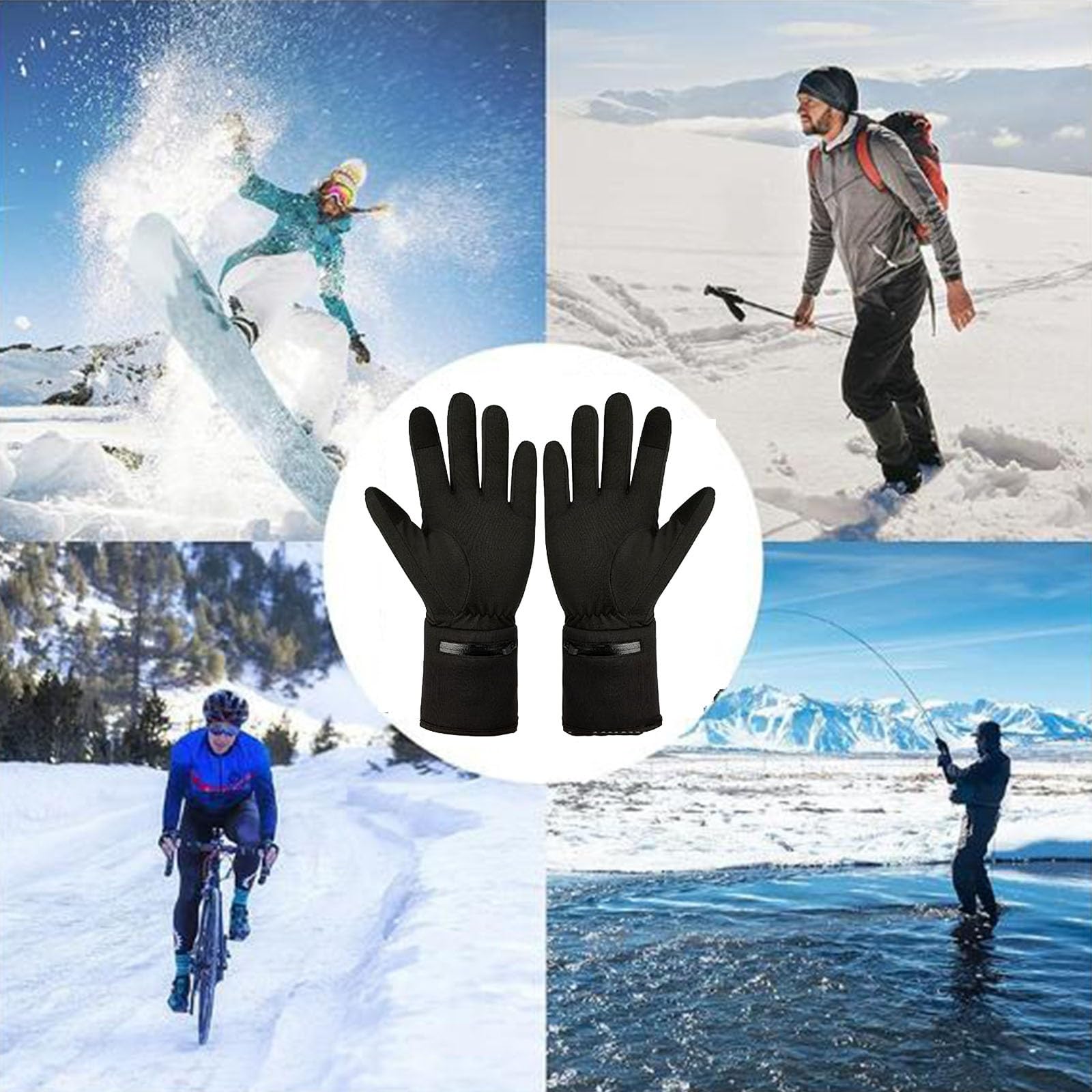 Guanti USB di Protezione per Uomo e Donna, Guanti Protettivi da Uomo e Donna, 3 Livelli di Impostazione Della Temperatura, Scaldamani Touchscreen per Moto, Equitazione, Ciclismo