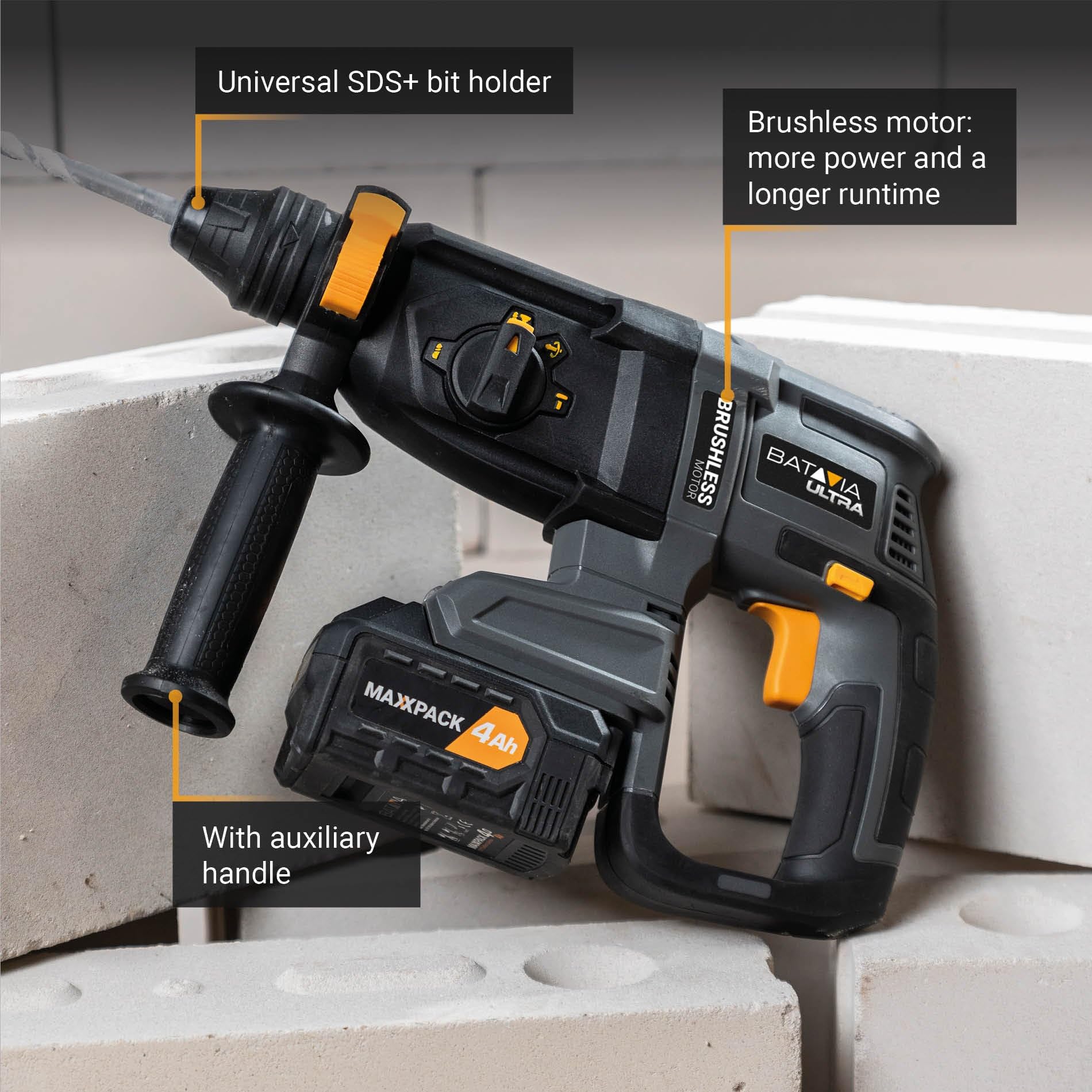 BATAVIA Trapano a percussione brushless 18V (nudo)