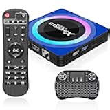 Android 13.0 TV Box, 6K 8K Android Box with 4GB RAM 64GB ROM RK3528 Quad-Core Support WiFi6 2.4Ghz/5.0Ghz HDR10 BT 5.0 H.265 USB 2.0 3.0 3D Ethernet with Mini Backlit Keyboard