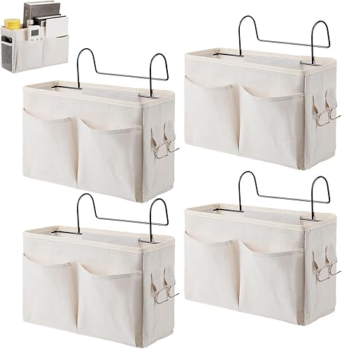 Suzile 4 unidades de cesta de almacenamiento para mesita de noche, organizador de cama multifunción, organizador de cama para dormitorio, bolsillo