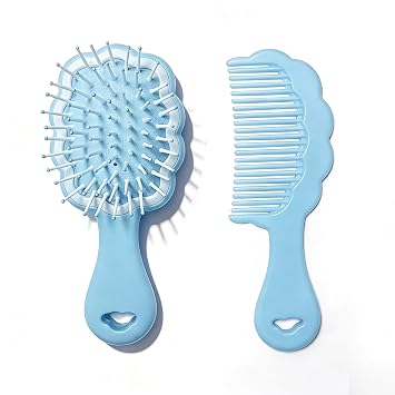 Mini Wet Hair Brush,Small Cute Hair Comb 2 Piece Cloud shaped Hair Brush Combs Set For Women Girls Kids,Travel Shower Detangling Comb Massage HairBrush with Air Cushion for Dry,Wet Hair Blue