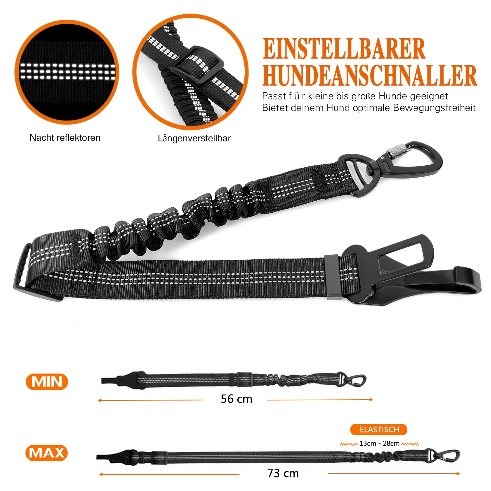 2 Pezzi Cintura Di Sicurezza Per Cani Regolabile - Nylon Riflettente, Ammortizzata, Moschettone Forte, Universale Per Auto