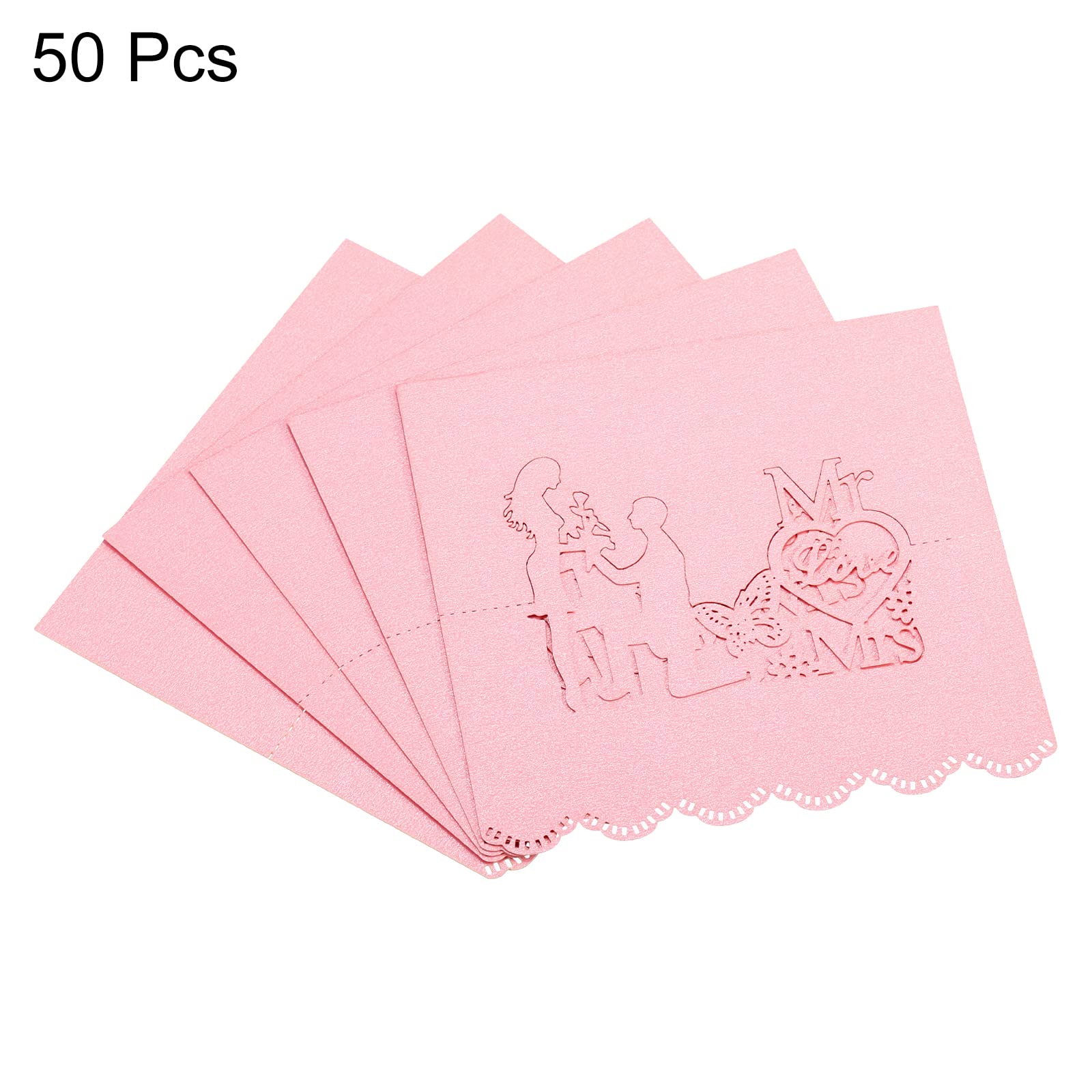 PATIKIL Table Name Place Cards,50Pcs 3.51inch x 3.51inch Favor Decor Hollow Butterfly Cut Design Blank Card for Wedding Party Seating Place Cards Pink - Image 3