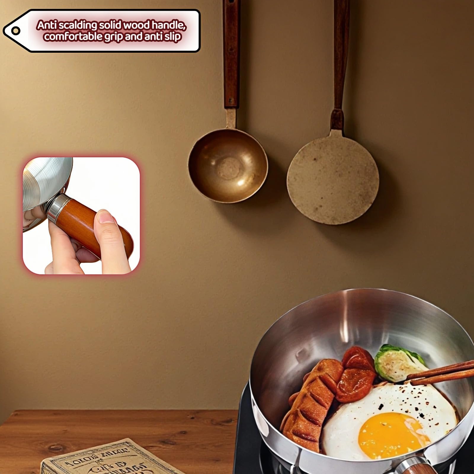 800ml/27oz Wood Handle Saucepan - 316 Stainless Steel, Multi-Use Induction Compatible Pan for Milk, Soup, Oatmeal, Camping & Small Kitchen — Amazon image 7