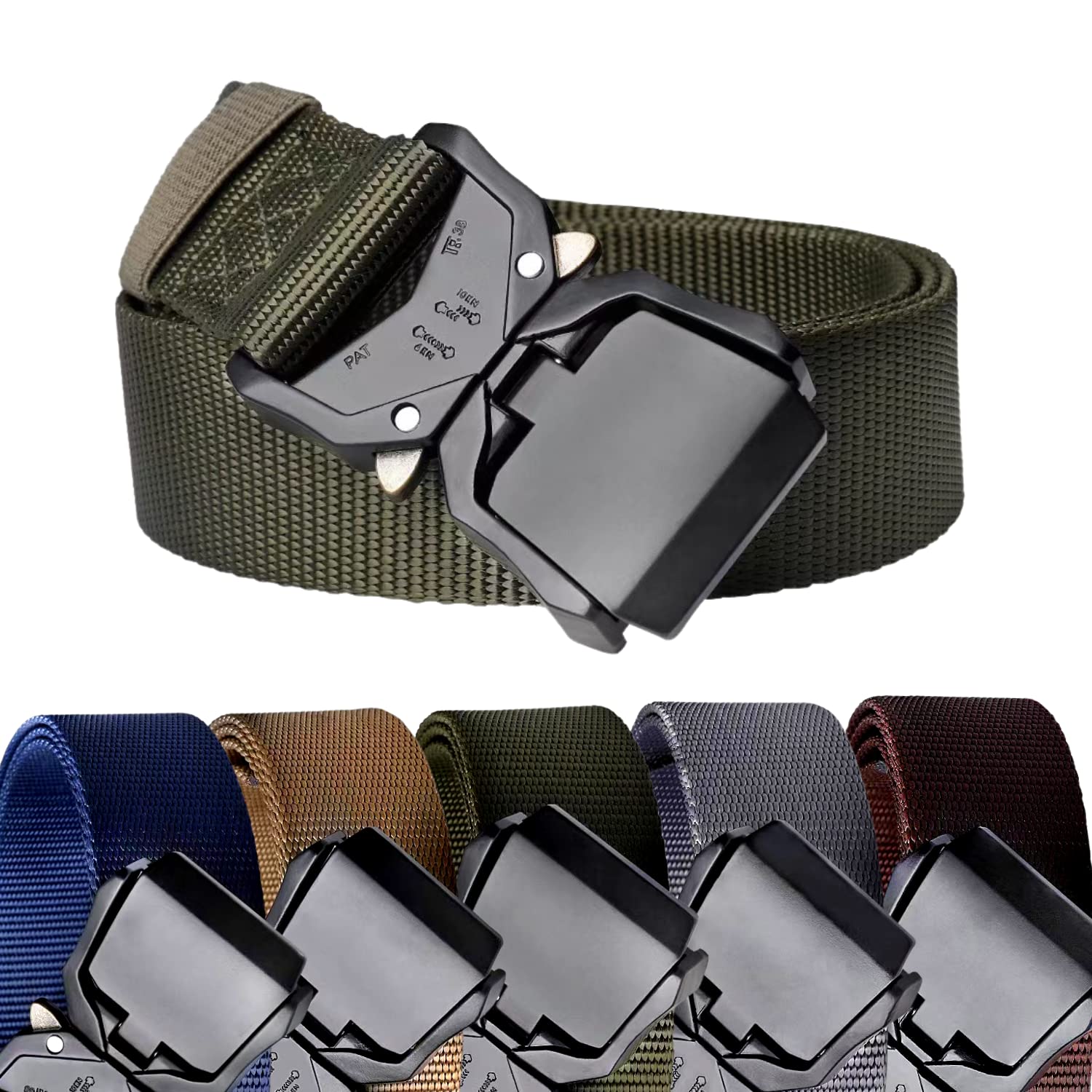 IMKRC Tactical Belt 1.5" Military Belts Lightweight Heavy Duty with Quick Release Metal Buckle Work Belt for Outdoor, Hiking, Rigger (Small-45, Army Green)