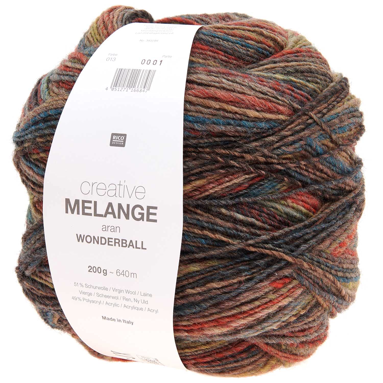 Rico Design Colour Gradient Rico Creative Melange Aran - Wonderball 013 Brown-Grey