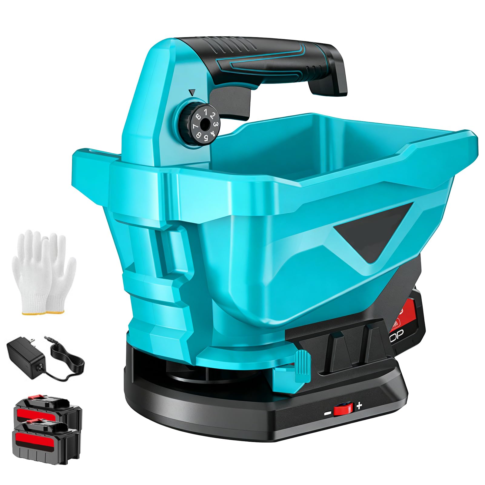 Esparcidor De Semillas De Mano Inalámbrico, Esparcidor De Fertilizantes De 3,8 L con 2 * 2600 Mah Y 6 Engranajes Ajustables, Esparcidor De Sal De Caudal Variable para Semillas, Piensos, A 2 Batteries