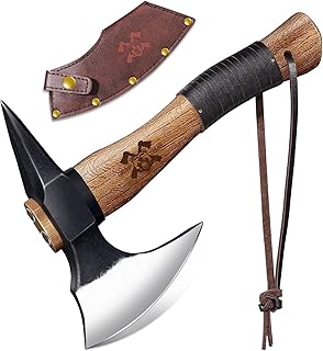 Grumpy Bear 11" Survival Axe Camping Hatchet – Forged High Carbon Steel Blade with Walnut Wood Handle – Shock-Absorbing, Anti-Slip Grip – Ideal for Bushcraft, Wood Splitting & Outdoor Adventures