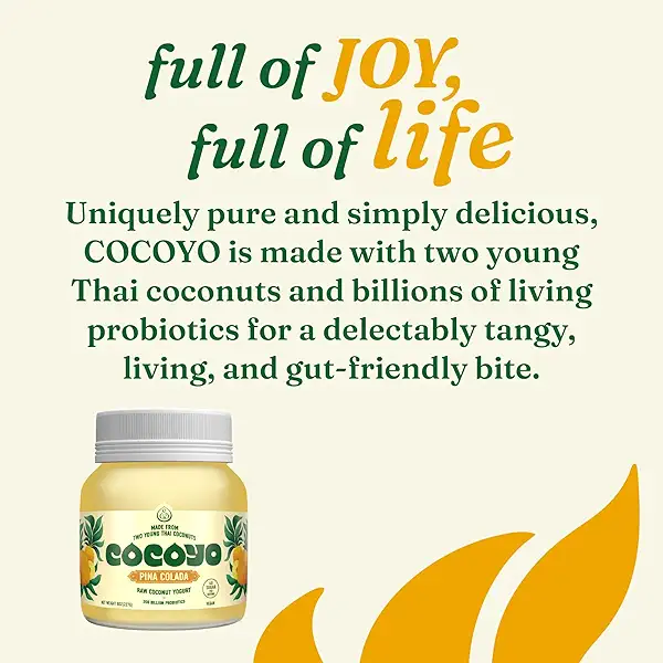 COCOYO Living Coconut Yogurt - 8 oz - Piña Colada Probiotic Yogurt for Gut Health - Plant-based, Vegan 5