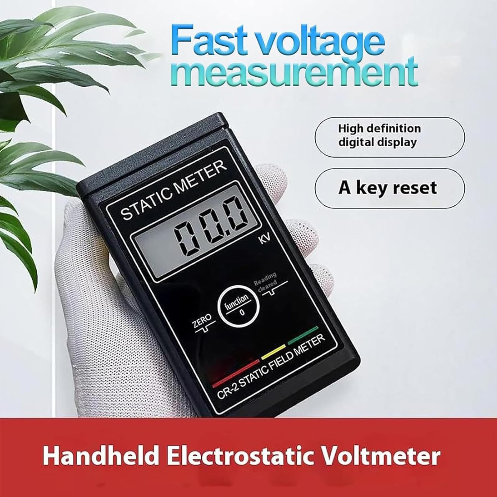 Misuratore di Carica Statica Portatile, Tester Elettrostatico Senza Contatto, Misurazione 0-50 KV, Frequenza di Circa 3 Misurazioni al Secondo, con Display LCD E Indicatore di Batteria Scarica