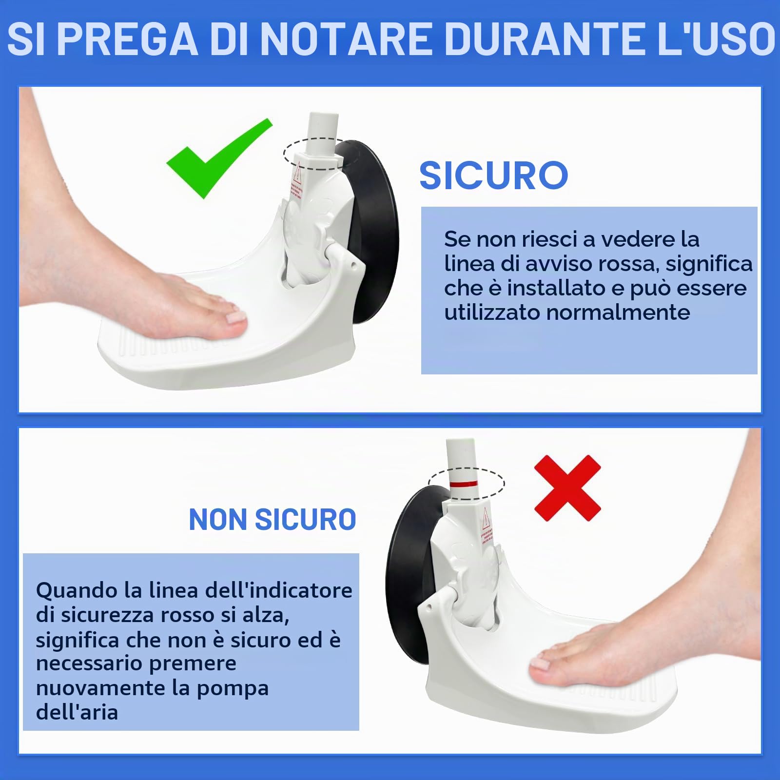 Poggiapiedi doccia per gambe da barba con ventosa industriale aggiornata, adatto solo per pareti lisce e non porose e più grandi da 13 cm, bianco, confezione da 1