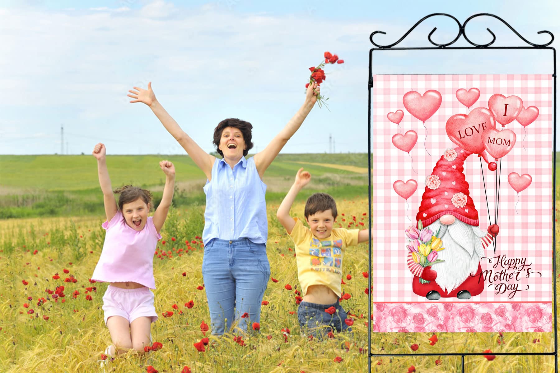 Akeydeco Happy Mothers Day Flagge – 31,8x45,7 Cm, Doppelseitig, 2-lagige Jute, Wetterfest, Für Garten & Hausdekoration