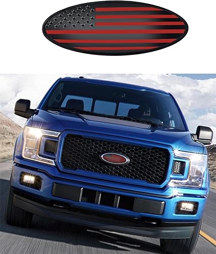 Miniatura 10 de CONGCONG Emblema para Ford Bronco, superposición de 5 pulgadas para portón trasero emblema ovalado de bandera americana negra para Ford Bronco Negro