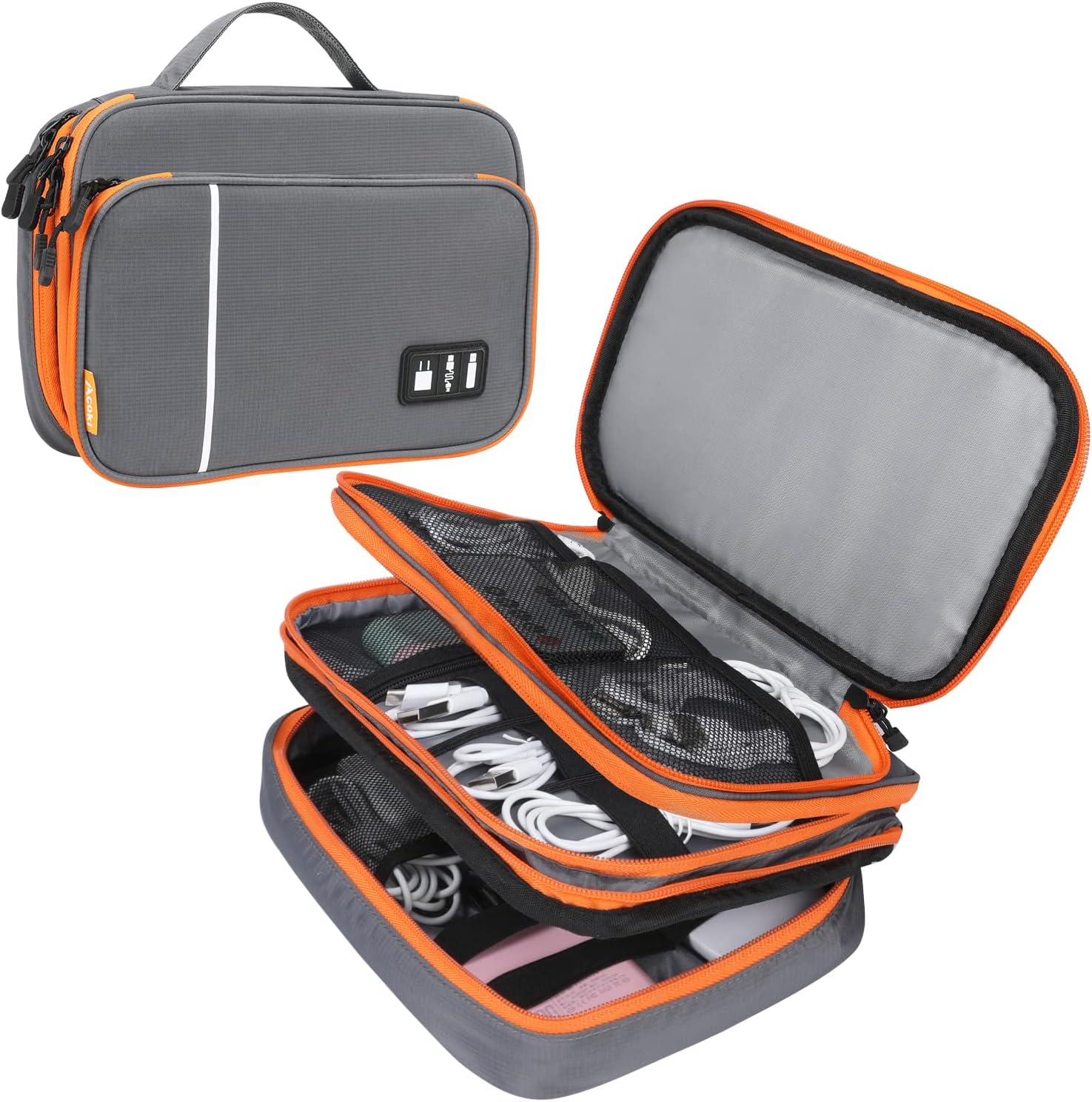 Acoki Travel Storage Bag, Three Layer Electronic Accessories Organizer, Cable Organizer Bag Portable Carrying Case for Tablet, Cable,SD Card, Charger, Power Banks