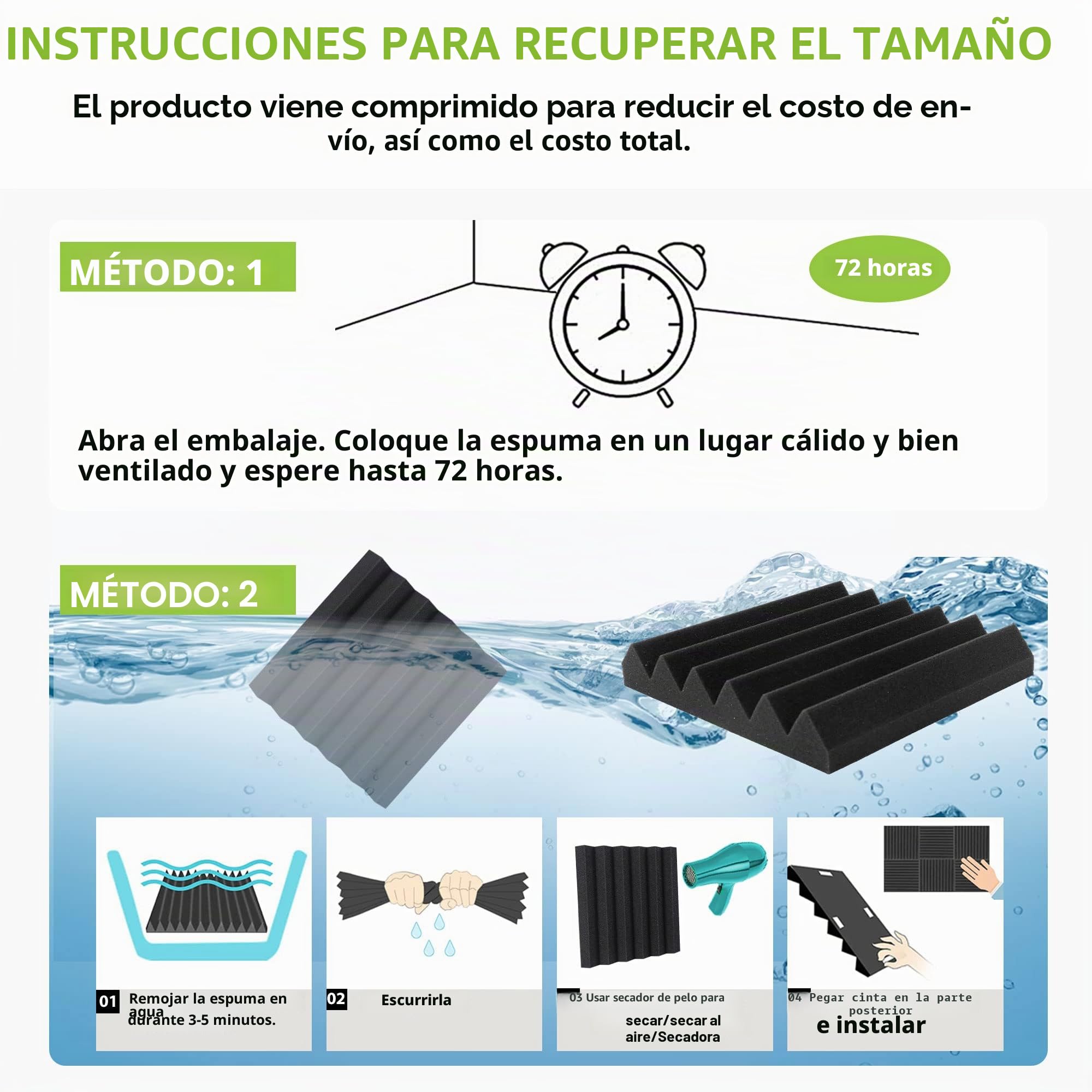 Foneso Espuma Acústica, 30x30x5 cm (Densidad: 25 kg/m³) pared Absorbente de Sonido de alta Densidad 3D, Materiales de Aislamiento Acústico para Salas de Grabación y Oficinas (Negro, 48 Piezas)