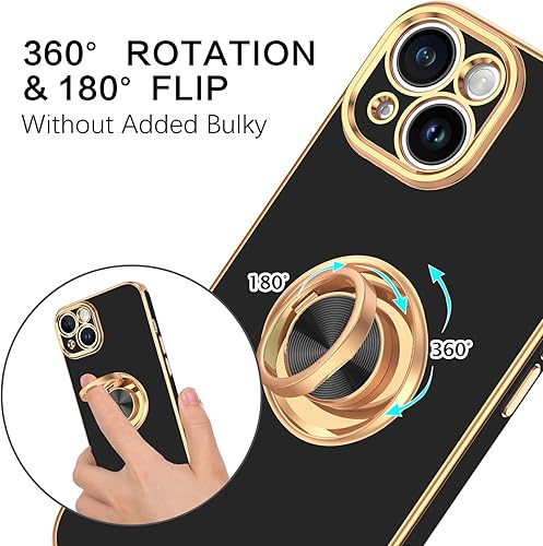 Miniatura 4 de BENTOBEN Funda compatible con iPhone 15, funda para teléfono iPhone 15, ajuste delgado, soporte de anillo de 360, soporte magnético para automóvil,
