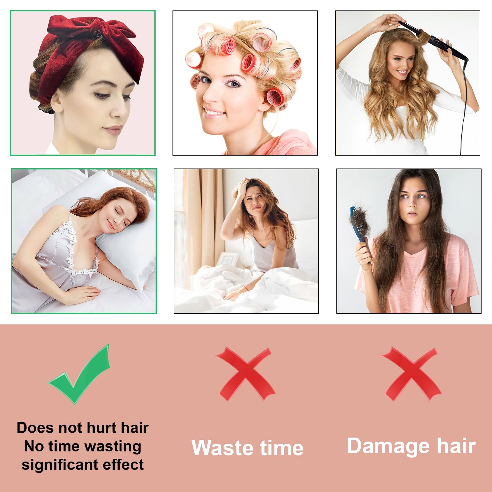 Heatless Curlers Headband, Soft Velour Heatless Curls, Overnight Heatless Hair Curling Set - Image 3