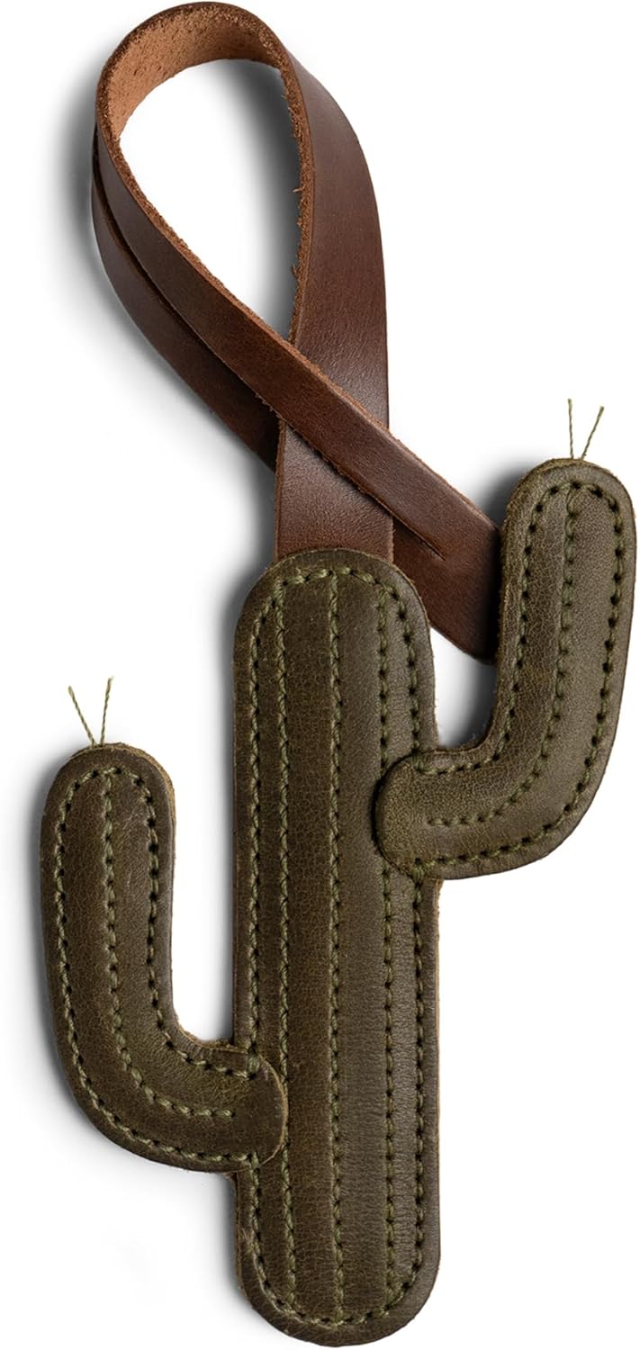 Hide & Drink, Leather Cactus Desert Plant Charm for Handbags, Purse Charm for Tote & Backpacks, Ornaments for Women, Dark Jade