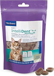 C.E.T. Intellident Cat Bites by Virbac| Dental Care Cat Treats for Healthy Teeth and Gums, Fresh Breath | Chicken Flavor | 90 per Bag