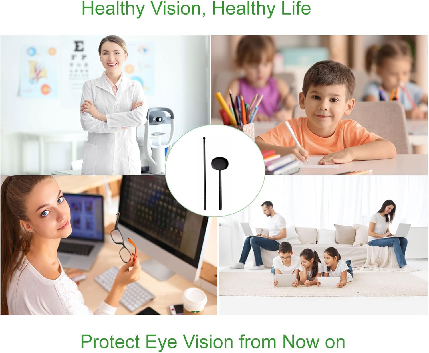 Bundle of 2pcs Snellen and Rosenbaum Pocket Eye Charts with Eye Occluder and Hand Pointer : Industrial & Scientific