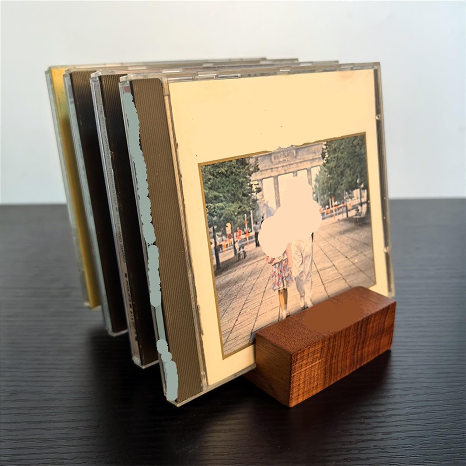 MRKU Porta CD, Supporto per Dischi, Organizer per CD da scrivania, scaffale in Legno massello per Musica su Nastro.